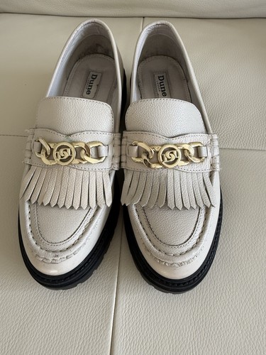 Dune flat leather shoes - shoes, cream.